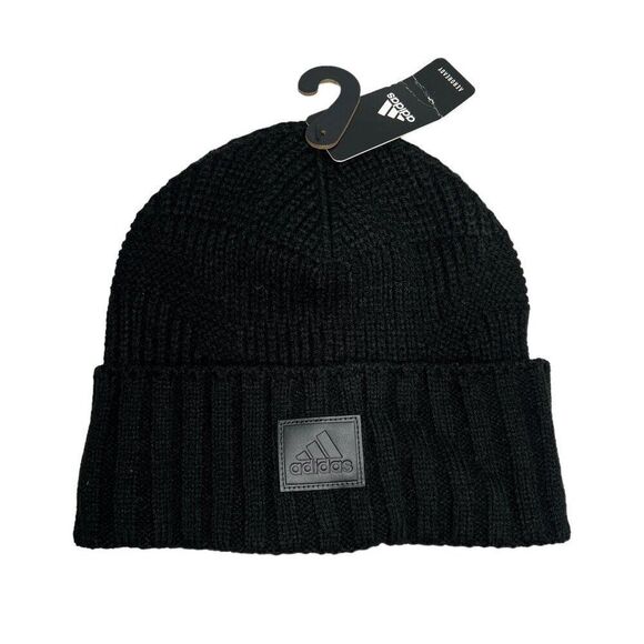 Adidas Winter Stocking Hat Men's Black Pine Knot Fold Beanie - Picture 1 of 9